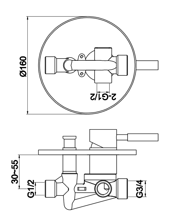 Kohlman Roxin zestaw podtynkowy z deszczownicą okrągłą 30x30 cm i słuchawką czarny QW210RBR30