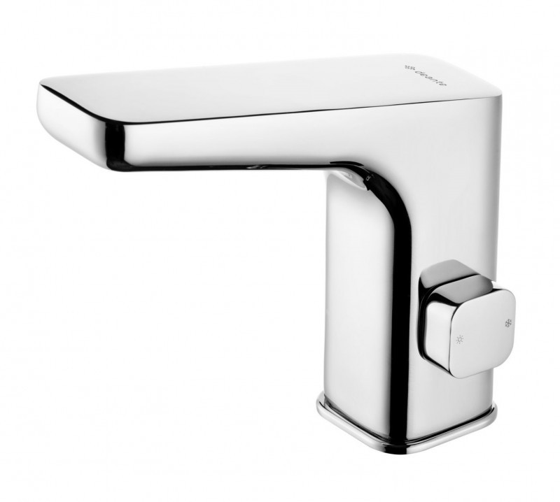 Deante Hiacynt bateria umywalkowa elektroniczna bezdotykowa z regulacją temperatury zasilana baterią 1,5V chrom połysk BQH029R