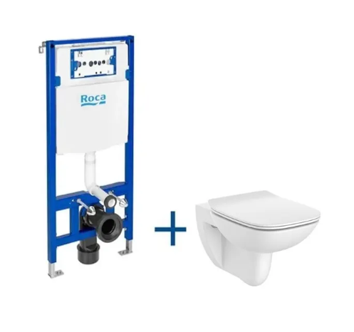 Roca Zestaw podtynkowy DUPLO ONE+ miska WC podwieszana Debba Square Rimless + deska woloopadająca A893104450