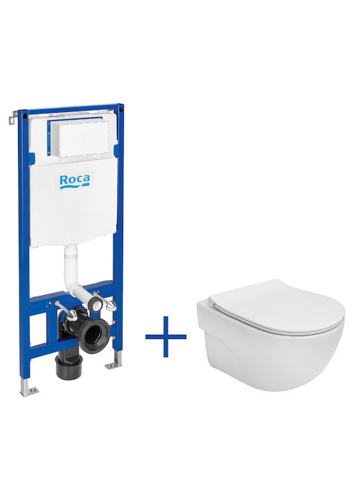 Roca Zestaw podtynkowy DUPLO One + miska WC podwieszana Meridian Compacto Rimless + deska wolnoopadająca slim A893104530