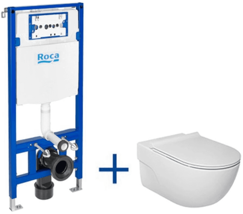 Roca Zestaw podtynkowy DUPLO One + miska WC podwieszana Meridian Rimless + deska wolnoopadająca A893104520