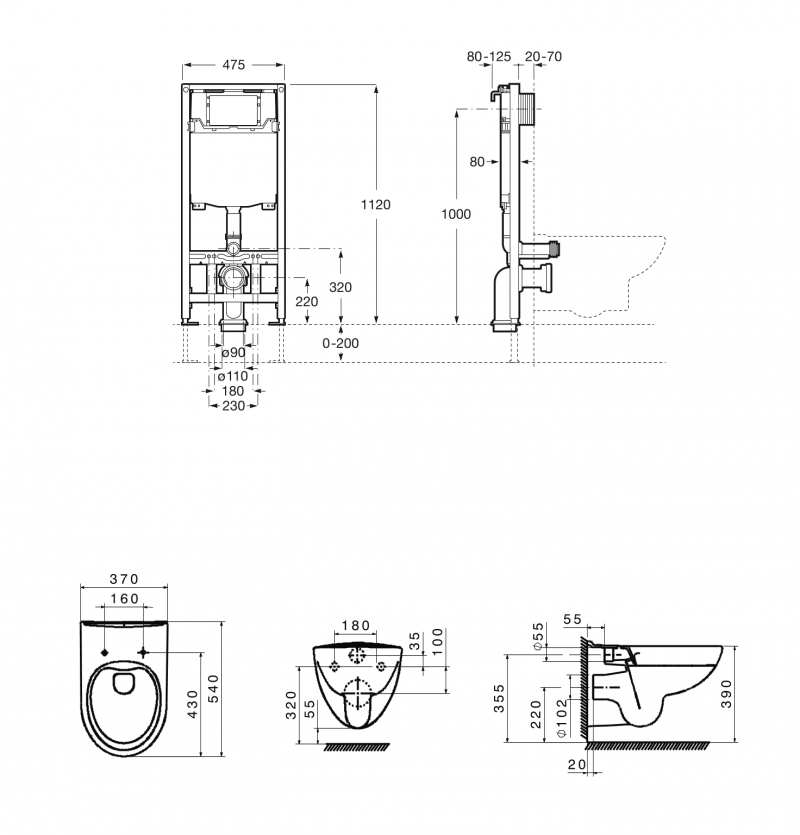 Roca Zestaw podtynkowy DUPLO ONE+ miska WC podwieszana Victoria Rimpless + deska woloopadająca A893104390