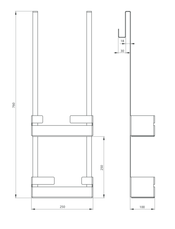 Deante Mokko Nero półka wisząca na kabinę typu C stal czarny ADM_N54K