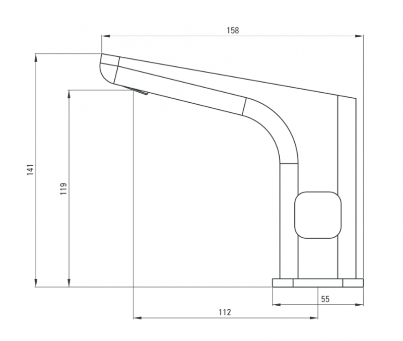 Deante Hiacynt bateria umywalkowa elektroniczna bezdotykowa z regulacją temperatury zasilana z sieci 230/6V chrom połysk BQH029V