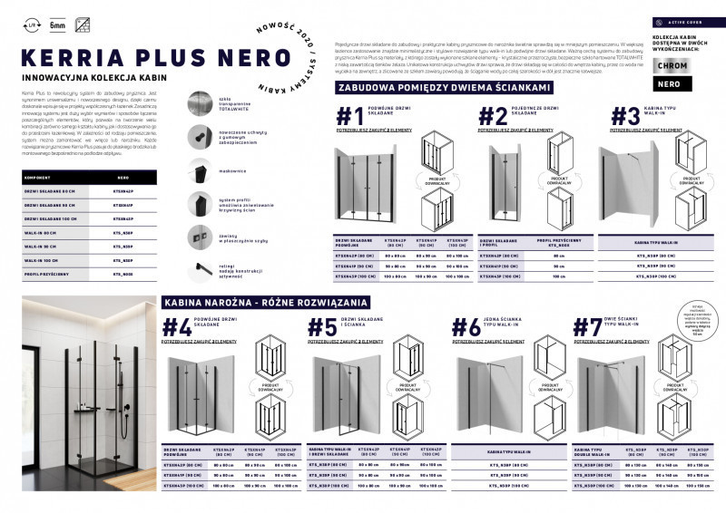Deante Kerria Plus Nero Walk-In ścianka boczna 100 cm L/P chrom szkło przeźroczyste Active Cover KTSN30P