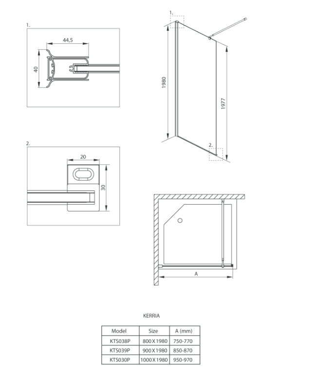 Deante Kerria Plus Nero Walk-In ścianka boczna 90 cm L/P chrom szkło przeźroczyste Active Cover KTSN39P