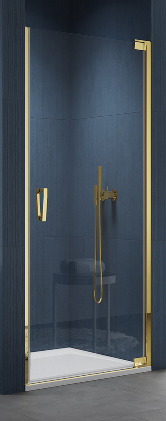 Sanswiss Cadura Gold Line CA1C drzwi wahadłowe jednoczęściowe prawe 90 cm do wnęki lub ścianki złoty przeźroczyste CA1CD0901207