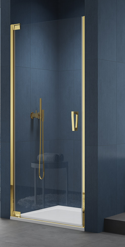 Sanswiss Cadura Gold Line CA1C drzwi wahadłowe jednoczęściowe lewe 80 cm do wnęki lub ścianki złoty przeźroczyste CA1CG0801207