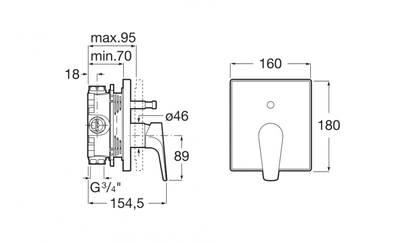 Roca Atlas bateria wannowo-prysznicowa podtynkowa A5A0B90C00