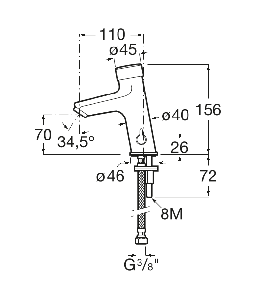 Roca Fluent bateria umywalkowa czasowa z mieszaczem A5A3A24C00