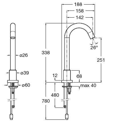 Roca Loft-E Bateria umywalkowa elektroniczna na wodę zmieszaną DC BAT A5A3943C00