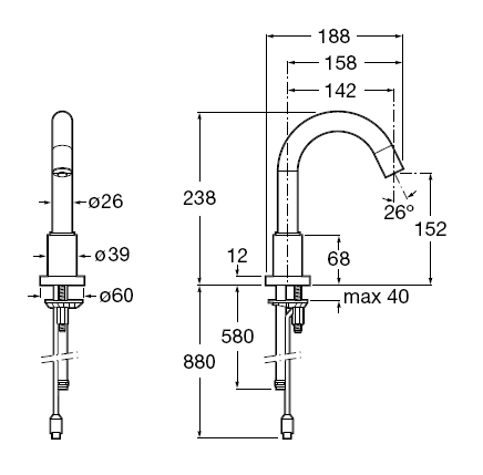 Roca Loft-E Bateria umywalkowa elektroniczna z mieszczem AC 230 V A5A4343C00