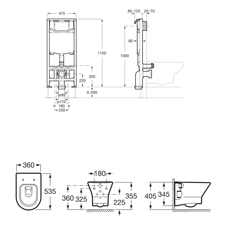 Roca Zestaw podtynkowy DUPLO ONE +miska WC podwieszana Nexo Rimless + deska wolnoopadająca A893104460