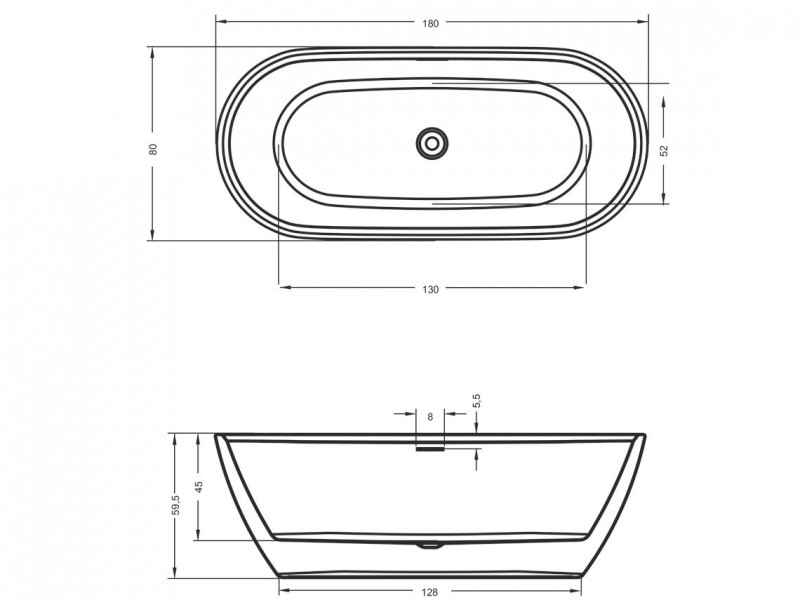 Riho Inspire wanna wolnostojąca akrylowa 180x80 biały matowy BD02105