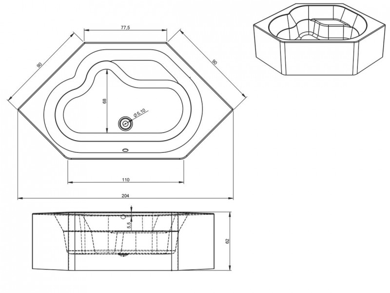 Riho Winnipeg Plug&Play wanna narożna 145x145 ze zintegrowaną obudową biały BD73005