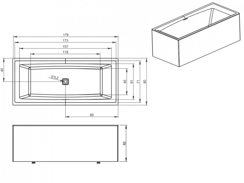 Riho Still Square Plug&Play wanna prostokątna lewa 180x80 ze zintegrowaną obudową biały BD12005