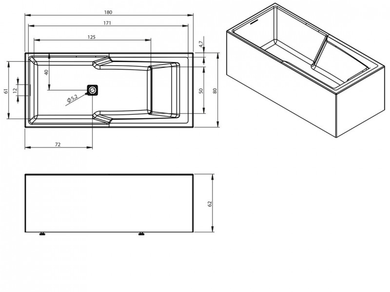 Riho Still Shower Plug&Play wanna prostokątna prawa 180x80 ze zintegrowaną obudową biały BD17005