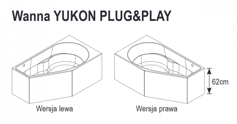Riho Yukon Plug&Play wanna asymetryczna lewa 160x90 ze zintegrowaną obudową biały BD75005