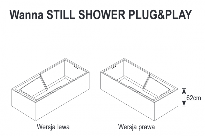 Riho Still Shower Plug&Play wanna prostokątna lewa 180x80 ze zintegrowaną obudową biały BD18005