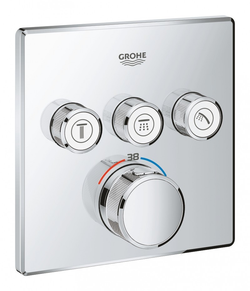 Grohe Grohtherm Smartcontrol zestaw podtynkowy termostatyczny z deszczownicą Hydroland 20x20 cm , słuchawką Euphoria Cube i napełnianiem wanny Rotexa Multi kompletny 29126000WAN27