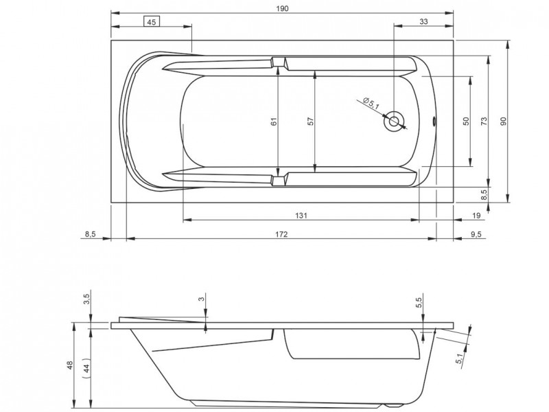 Riho Future wanna prostokątna 190x90 akryl biały BC32