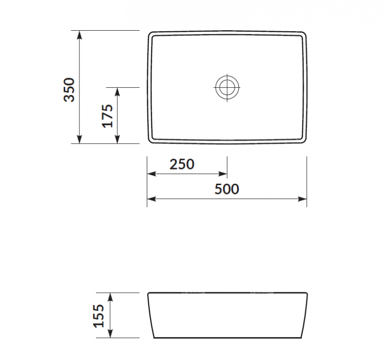Cersanit City 50 umywalka stawiana na blat prostokątna 50 x 35 cm biała K35-048