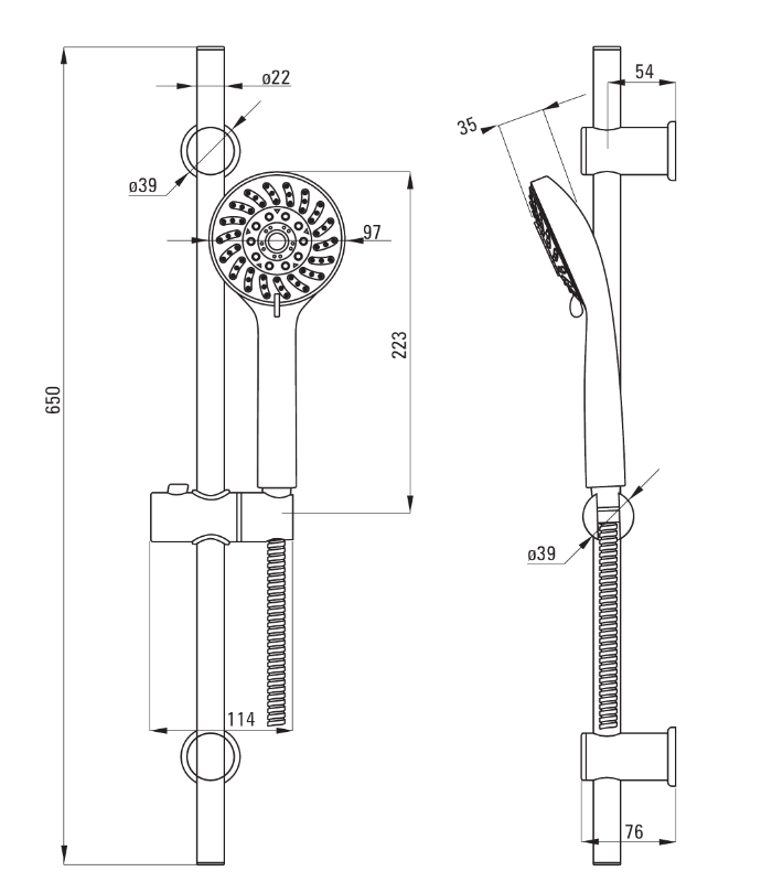 Deante Avis zestaw prysznicowy z drązkiem 0,65m chrom NGV051K