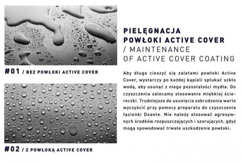 Deante Kerria Plus Nero Walk-In ścianka boczna 90 cm L/P chrom szkło przeźroczyste Active Cover KTSN39P
