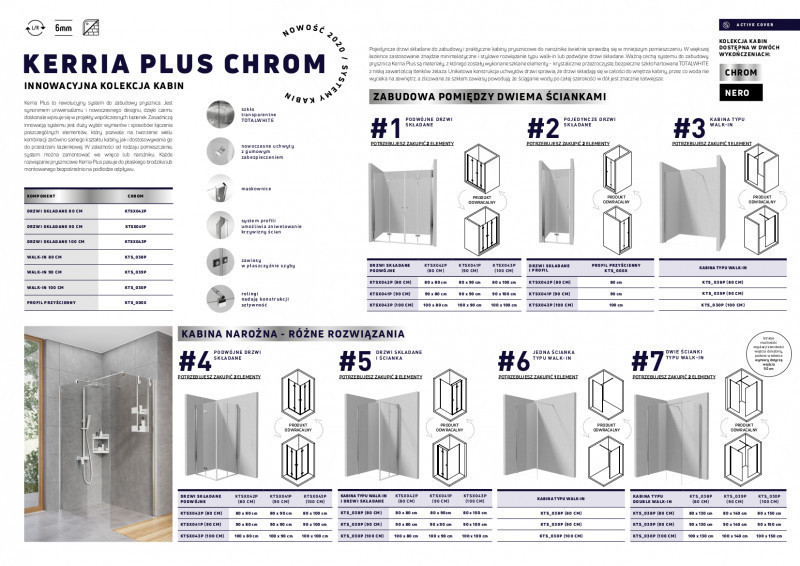 Deante Kerria Plus Walk-In ścianka boczna 100 cm L/P chrom szkło przeźroczyste Active Cover KTS030P