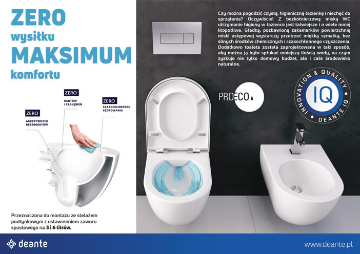 Deante Peonia muszla wisząca bezkołnierzowa 51cm antracyt CDEDZPW