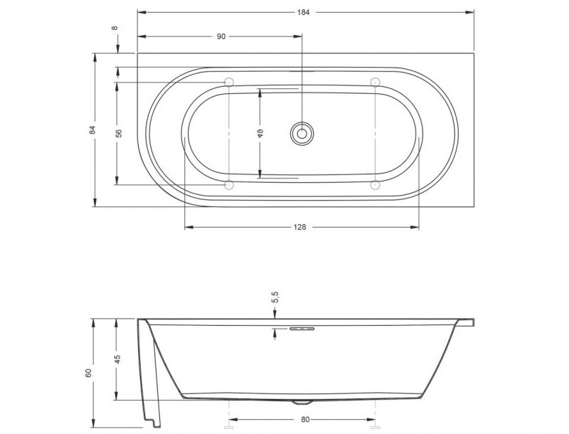 Riho Desire Corner LED wanna wolnostojąca przyścienna lewa akrylowa z oświetleniem LED 180x84 biały połysk BD0600500K00133