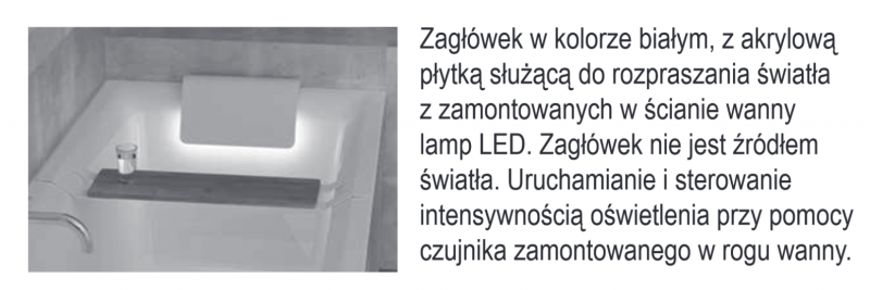Riho Still Shower LED wanna prostokątna  z oświetleniem LED prawa 180x80 z syfonem akryl BR0500500K00130