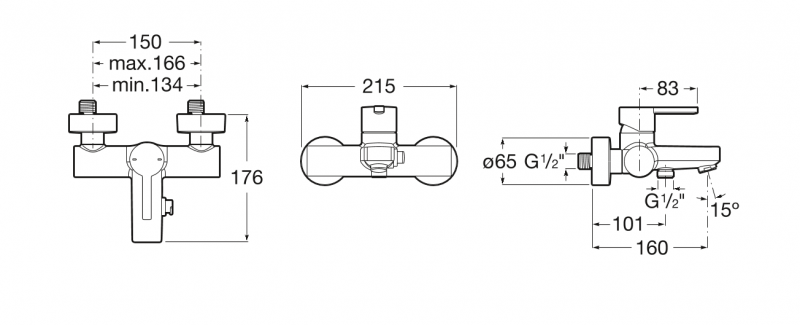Roca Naia Black bateria natynkowa wannowo-prysznicowa czarny tytanowy A5A0296CN0