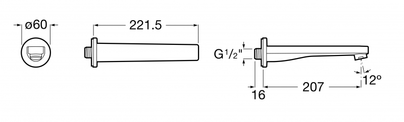 Roca Naia Black wylewka wannowa 22 cm czarny tytanowy A5253089CN