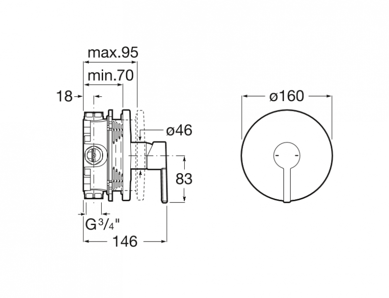 Roca Naia Black bateria podtynkowa jednodrożna czarny tytanowy A5A2B96CN0