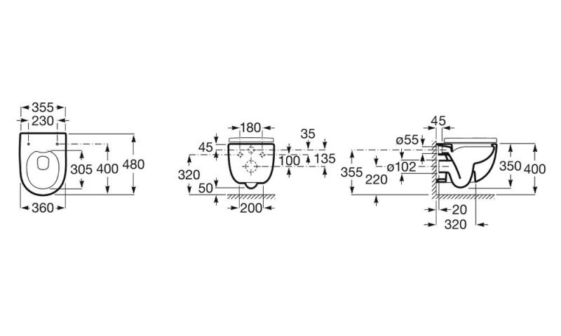 Roca Meridian Compacto Rimless muszla wisząca 48 cm biały A346244000