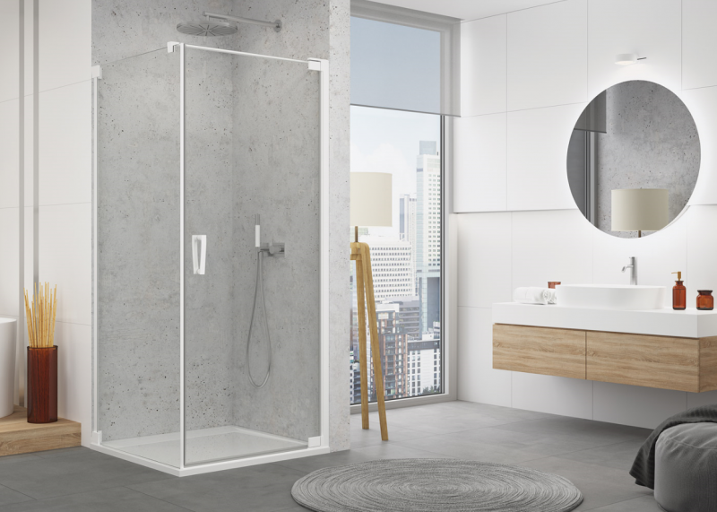 Sanswiss Cadura White Line CA1C drzwi wahadłowe jednoczęściowe prawe 70 cm do wnęki lub ścianki biały mat przeźroczyste CA1CD0700907