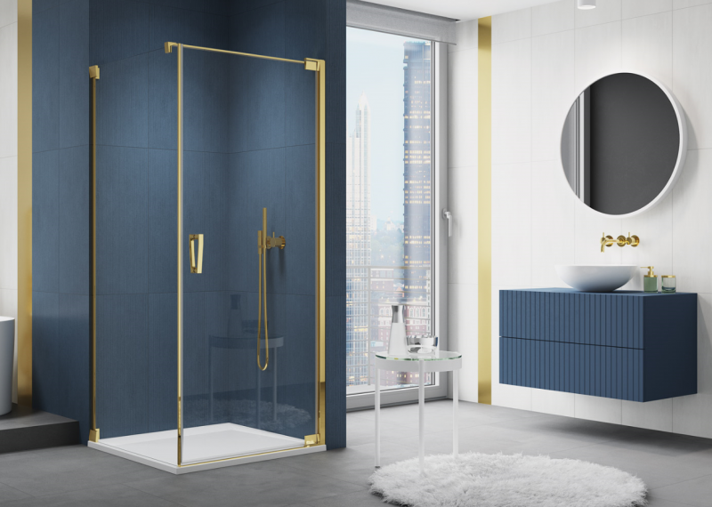 Sanswiss Cadura Gold Line CA1C drzwi wahadłowe jednoczęściowe prawe 100 cm do wnęki lub ścianki złoty przeźroczyste CA1CD1001207