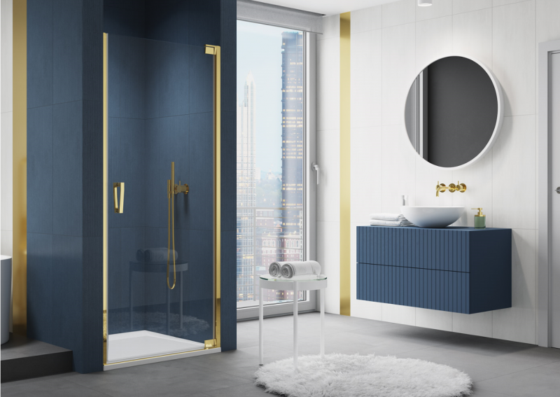 Sanswiss Cadura Gold Line CA1C drzwi wahadłowe jednoczęściowe prawe 70 cm do wnęki lub ścianki złoty przeźroczyste CA1CD0701207