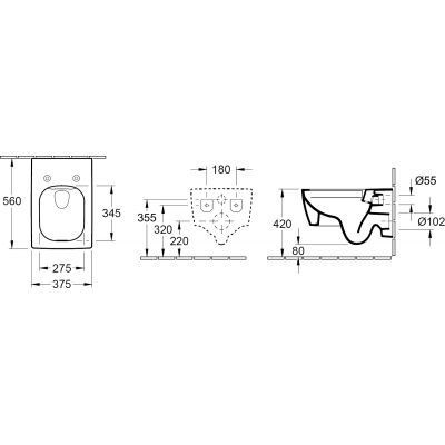 Villeroy&Boch Memento 2.0 muszla WC DirectFlush wisząca + deska wolnioopadająca Weiss Alpin CeramicPlus 4633R0R1 + 8M24S101
