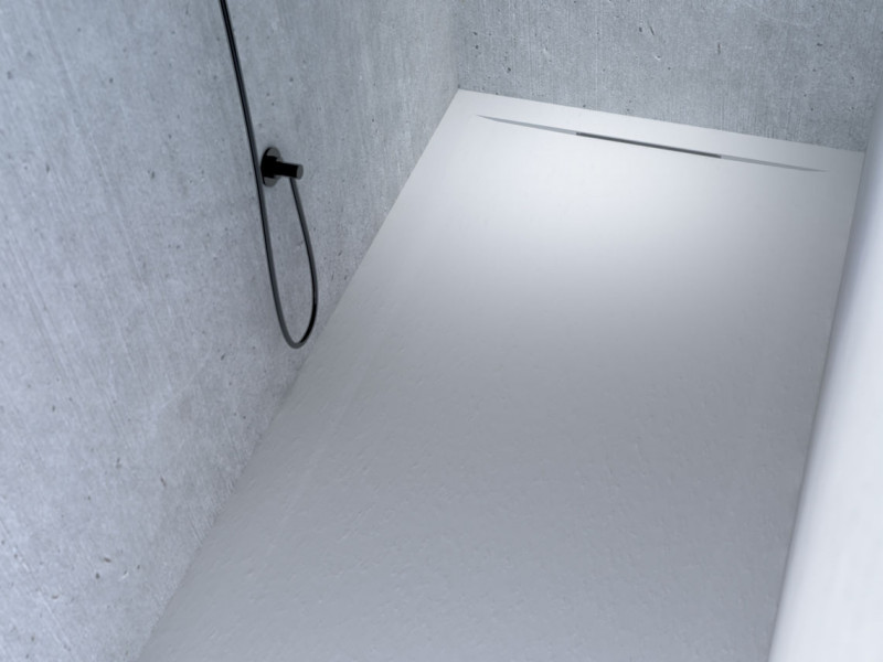 Riho Isola brodzik kwadratowy płaski 90x90 efekt kamienia biały mat DR22105