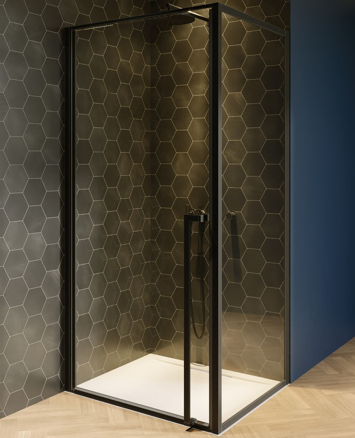 Riho Lucid GD201 kabina prostokątna 100x90 L/P drzwi wahadłowe 100 + ścianka 90 czarny przeźroczyste GD210B090