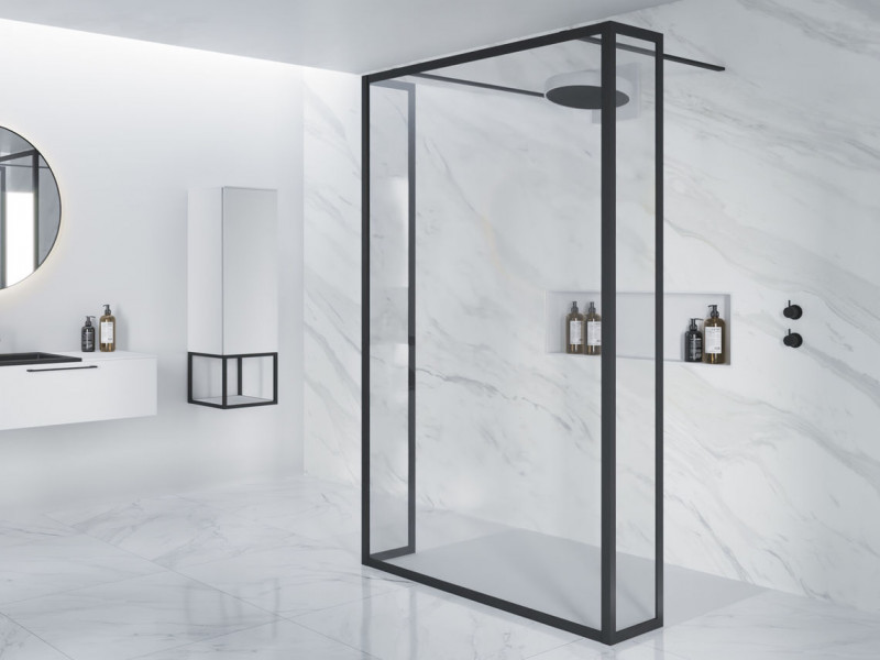 Riho Lucid GD404 kabina typu Walk-In z 2 ściankami bocznymi 100 cm L/P profil czarny przeźroczyste GD310B030