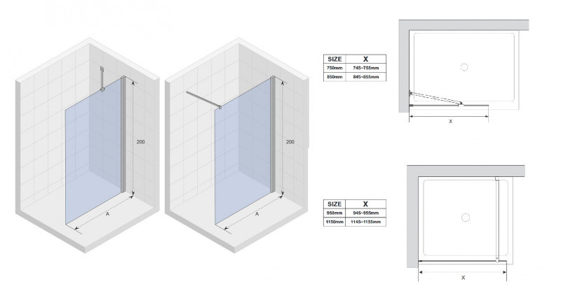 Riho Novik Z400 ścianka kabina typu Walk-In 90 cm chrom przeźroczyste GZ4090000