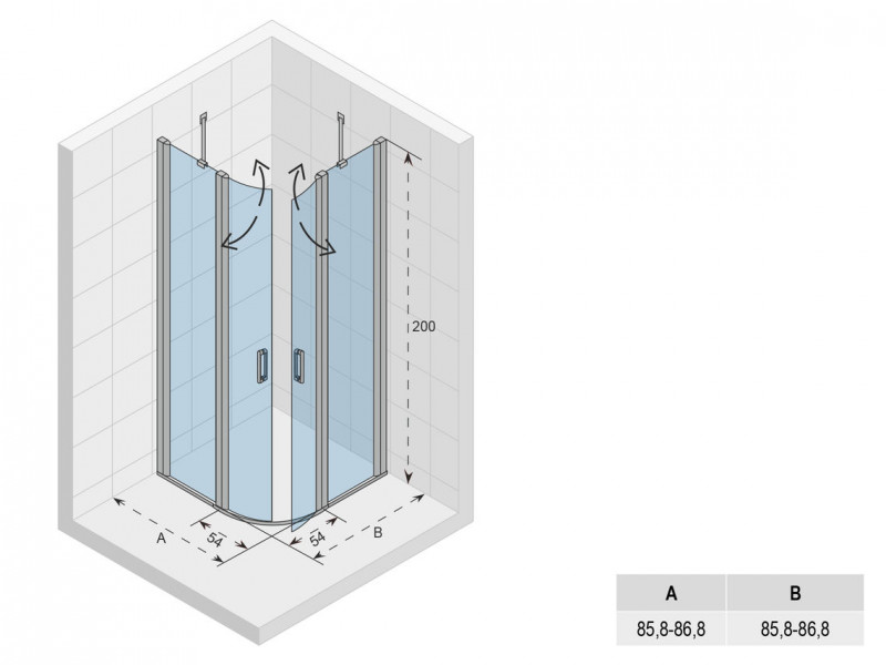 Riho Novik Z309 kabina półokrągła 90x90 cm drzwi wahadłowe chrom przeźroczyste GZ9090090