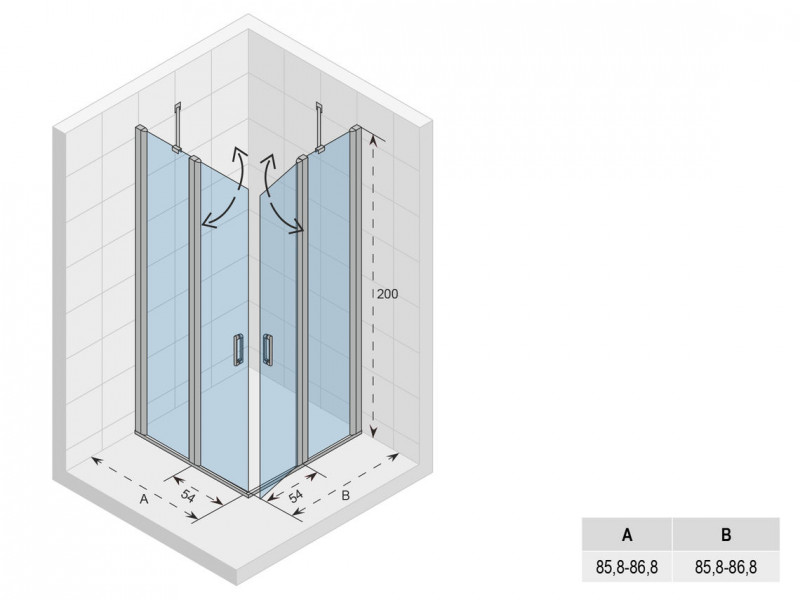 Riho Novik Z207 kabina kwadratowa 90x90 cm drzwi wahadłowe chrom przeźroczyste GZ3090090