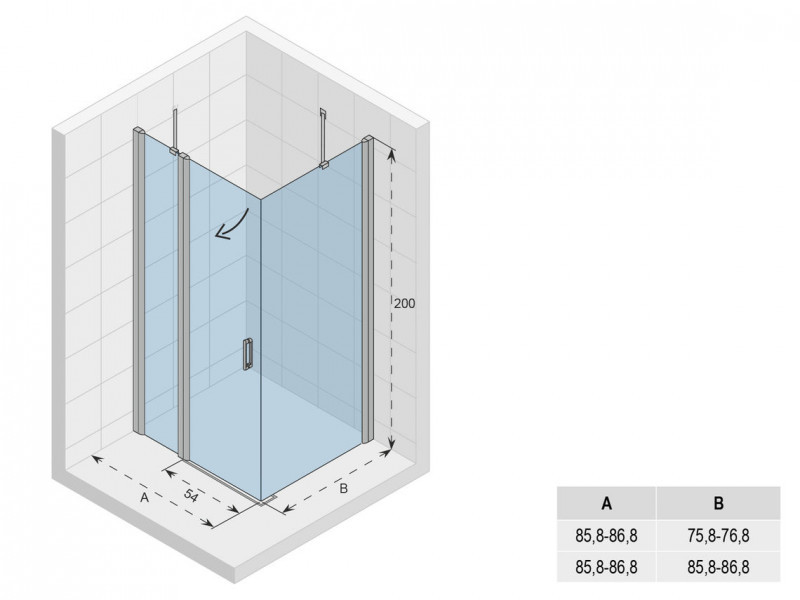 Riho Novik Z203 kabina kwadratowa 90x90 cm L/P drzwi otwierane 90 + ścianka 90 chrom przeźroczyste GZ7090090