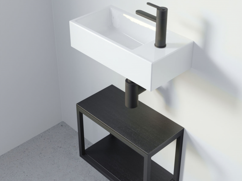 Riho Livit Tiny Wash umywalka nablatowa/wisząca 41x20,5 cm prawa biały polysk F70074