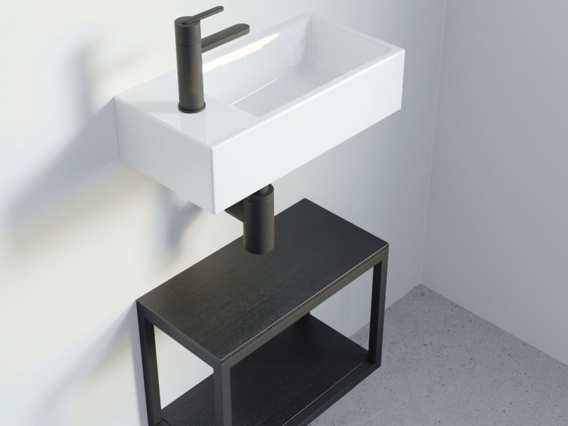 Riho Livit Tiny Wash umywalka nablatowa/wisząca 41x20,5 cm lewa biały polysk F70075