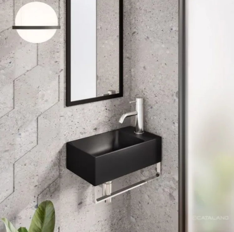 Catalano Zero New 40 umywalka mała 40X23 czarny matowy nero satinato cataglaze 14023VENS
